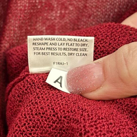 Eileen Fisher Knit Red Lightweight Linen Blend Waterfall Ruffle Sweater Cardigan - Picture 6 of 6